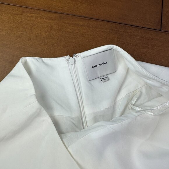 Reformation Evelina tiered midi skirt in ivory cotton, size 0 - Picture 5 of 6